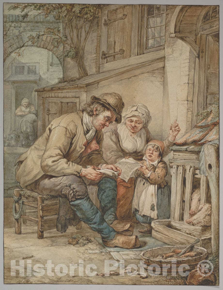 Art Print : Abraham Van Strij - Parents Teaching Their Daughter a Song : Vintage Wall Art