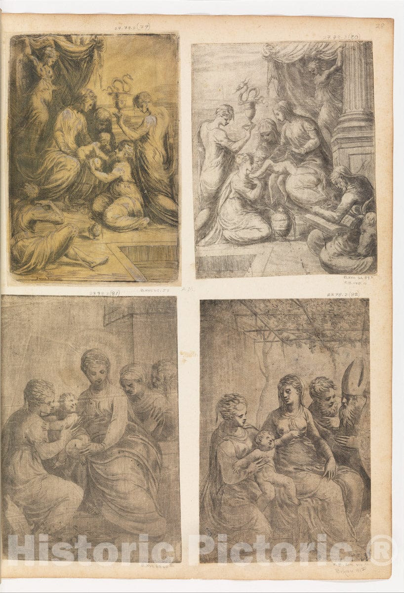 Art Print : Andrea Schiavone (Andrea Meldola) - The Holy Family with Saints : Vintage Wall Art