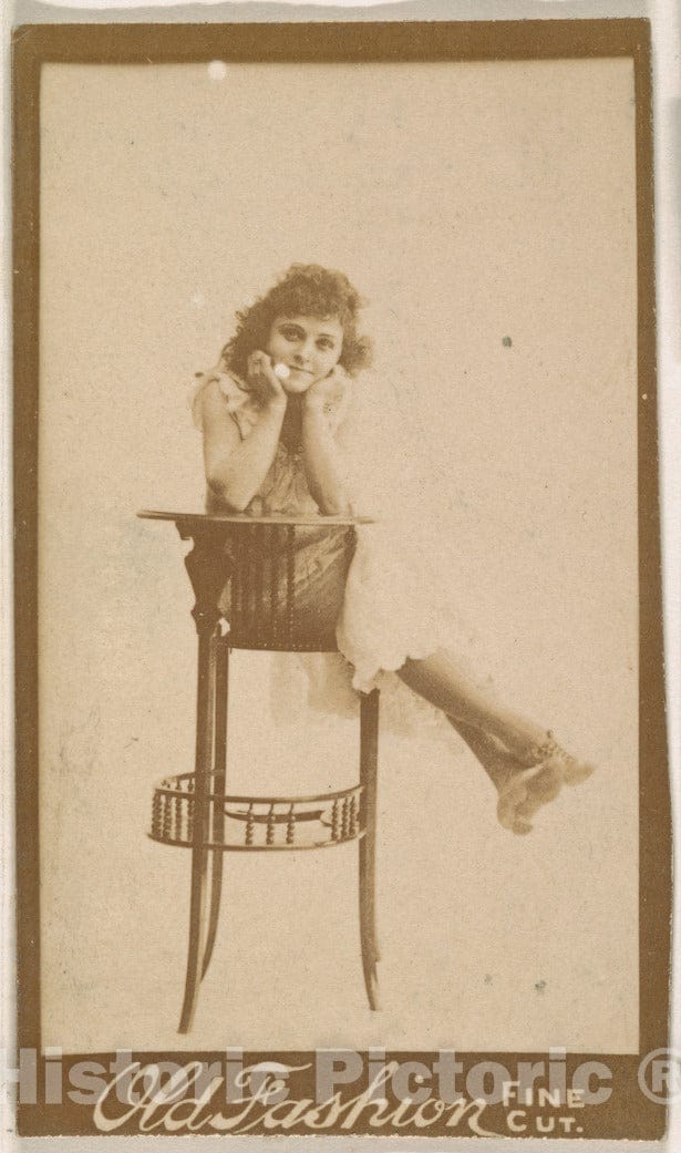 Photo Print : Actress Posing on Back of Tall Chair, from The Actresses Series (N664) Promoting Old Fashion Fine Cut Tobacco : Vintage Wall Art
