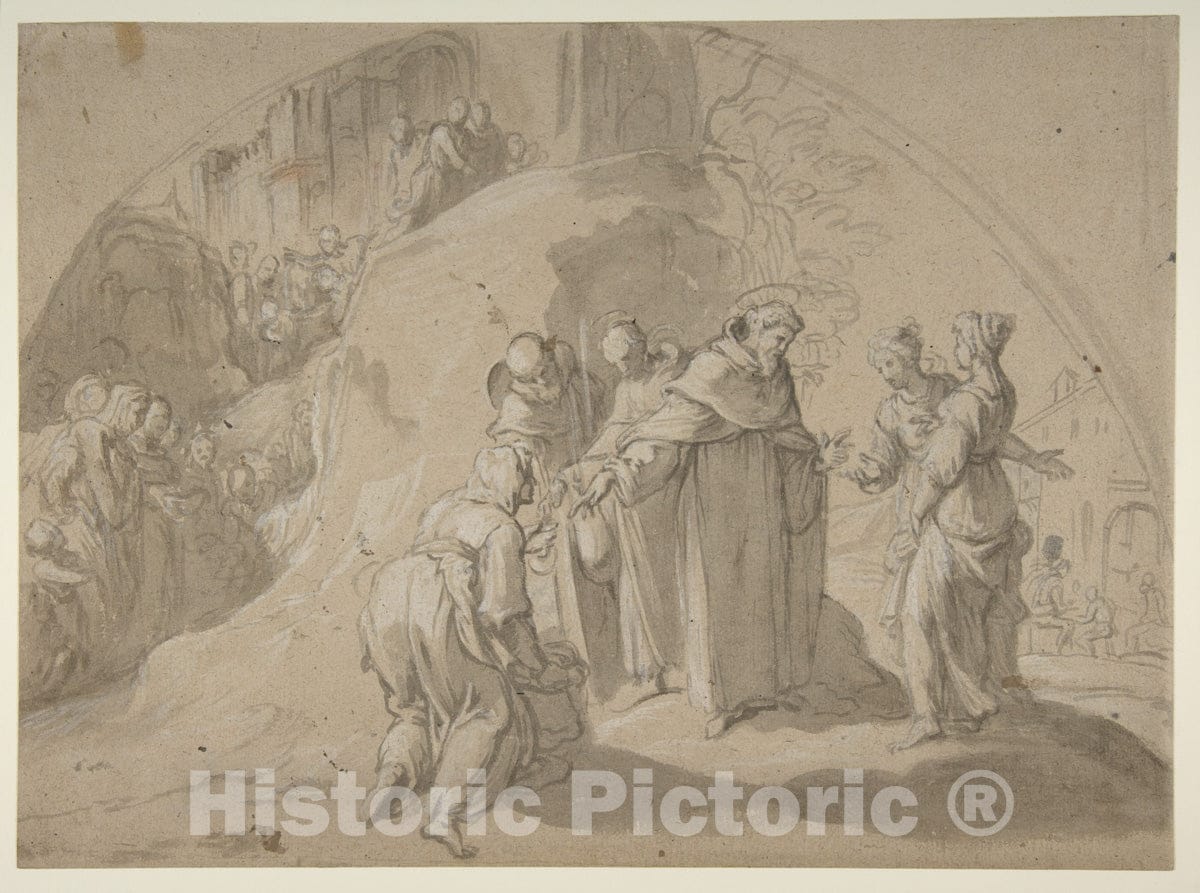 Art Print : Bernardino Poccetti - Saint Philip Benizi Converting Two Wicked Women at The City of Todi : Vintage Wall Art