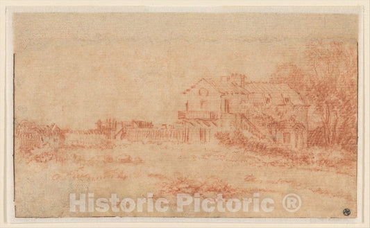 Art Print : Antoine Watteau - Landscape with a Country House : Vintage Wall Art