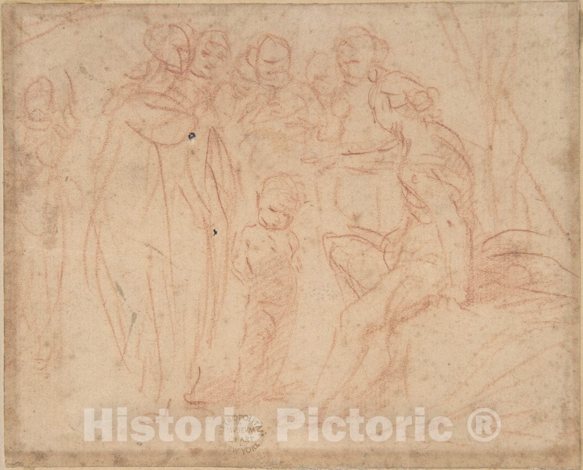 Art Print : Italian, Roman-Bolognese, 17th Century - Diana and Attendants? : Vintage Wall Art