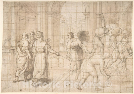 Art Print : Patrizio Cajés - Joseph Storing Grain During The Seven Years of Plenty : Vintage Wall Art