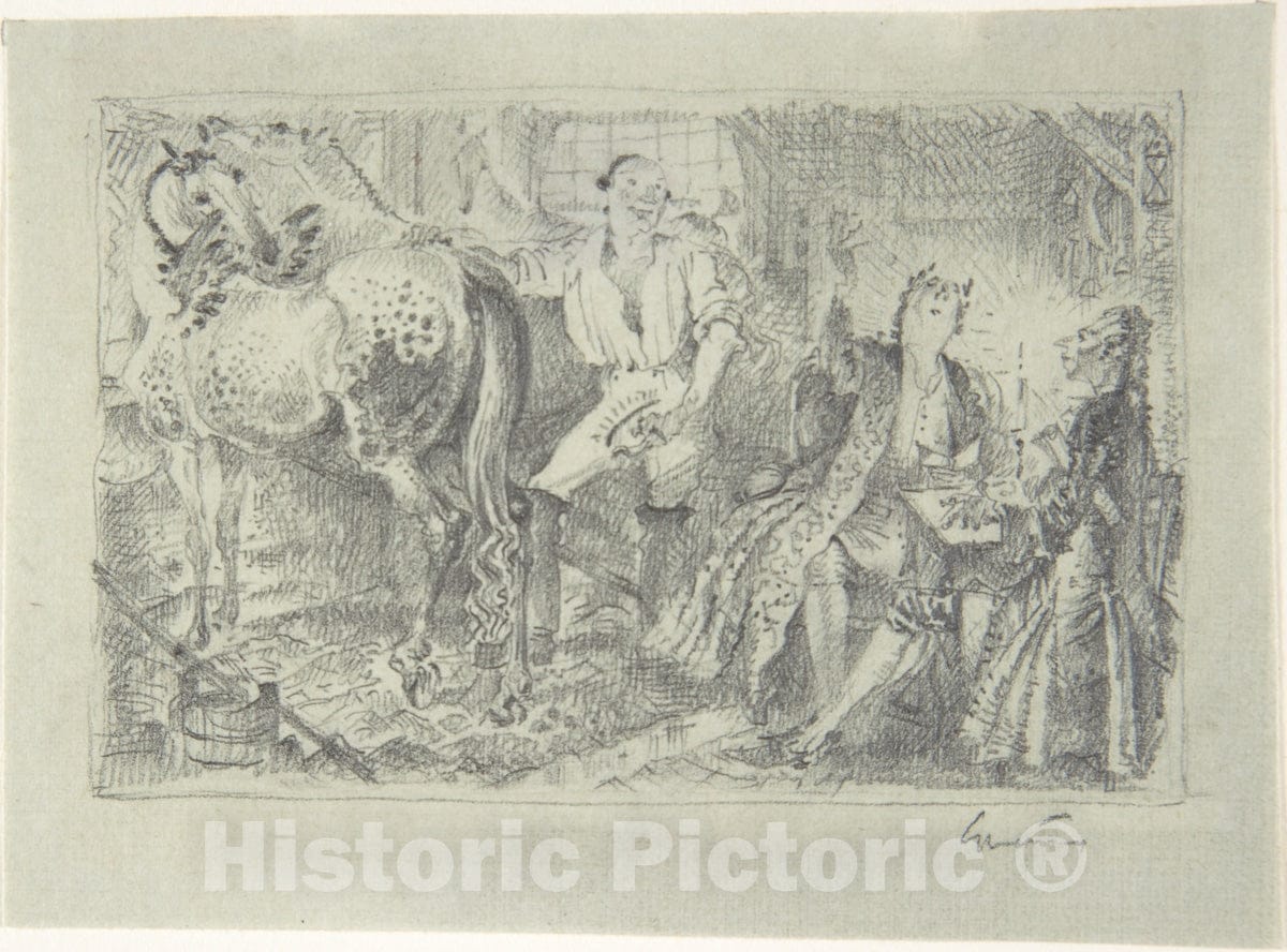 Art Print : Paul Scheurich - Design for Illustration: Stable Interior : Vintage Wall Art