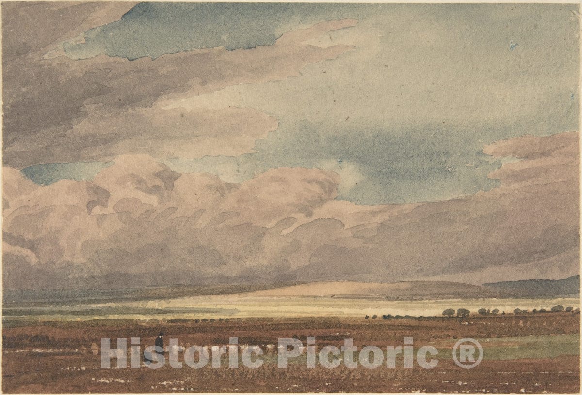 Art Print : William Turner of Oxford - Salisbury Plain with Old Sarum in The Distance, Wiltshire : Vintage Wall Art