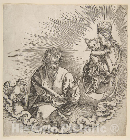 Art Print : Albrecht Dürer - The Virgin Appearing to Saint John, Frontispiece to The Apocalypse : Vintage Wall Art