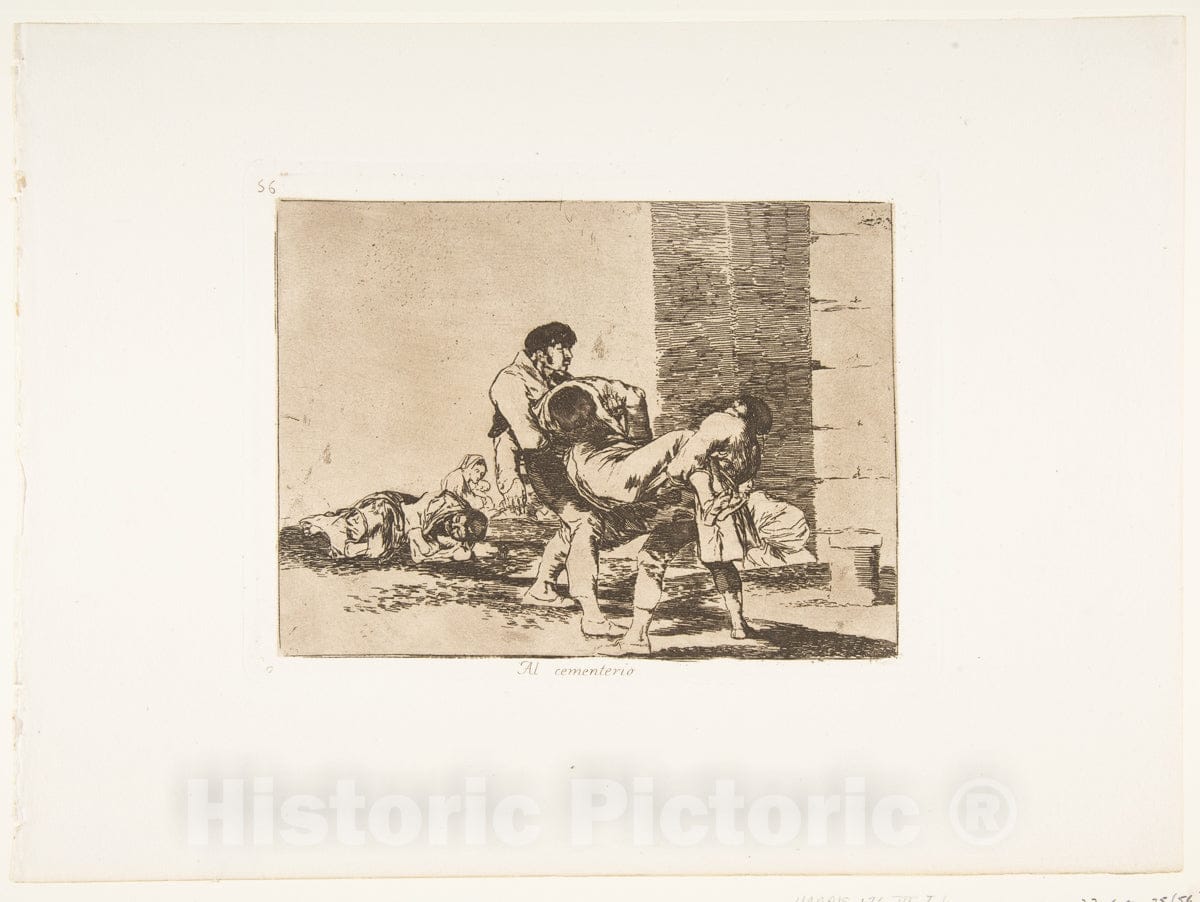 Art Print : Goya - Plate 56 from 'The Disasters of War' (Los Desastres de la Guerra): 'to The Cemetery.'(Al cementerio.) v.2 : Vintage Wall Art