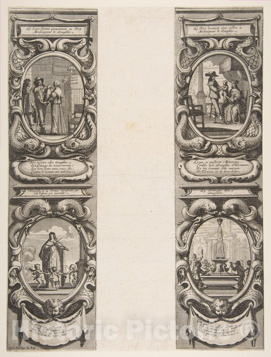 Art Print : Abraham Bosse - Almanach for 1639: Louis XIII and Anne of Austria entrusting The Kingdom and The Heir Apparent to The Virgin : Vintage Wall Art
