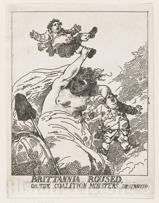 Art Print : Thomas Rowlandson - Britannia Roused, or The Coalition Monsters Destroyed : Vintage Wall Art