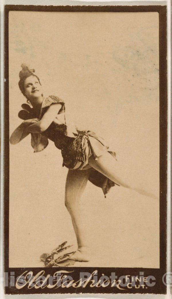Photo Print : Actress Holding Leg aloft, from The Actresses Series (N664) Promoting Old Fashion Fine Cut Tobacco : Vintage Wall Art