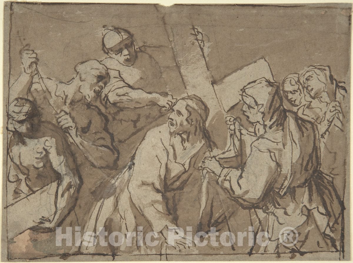 Art Print : Italian, Roman-Bolognese, 17th Century - Christ Bearing The Cross : Vintage Wall Art