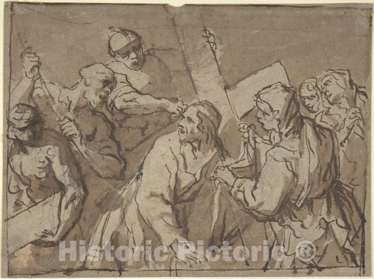 Art Print : Italian, Roman-Bolognese, 17th Century - Christ Bearing The Cross : Vintage Wall Art