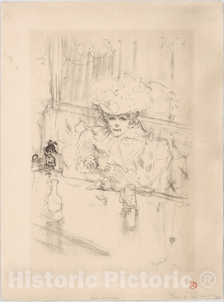 Art Print : Henri de Toulouse-Lautrec - at The Brasserie Hanneton : Vintage Wall Art