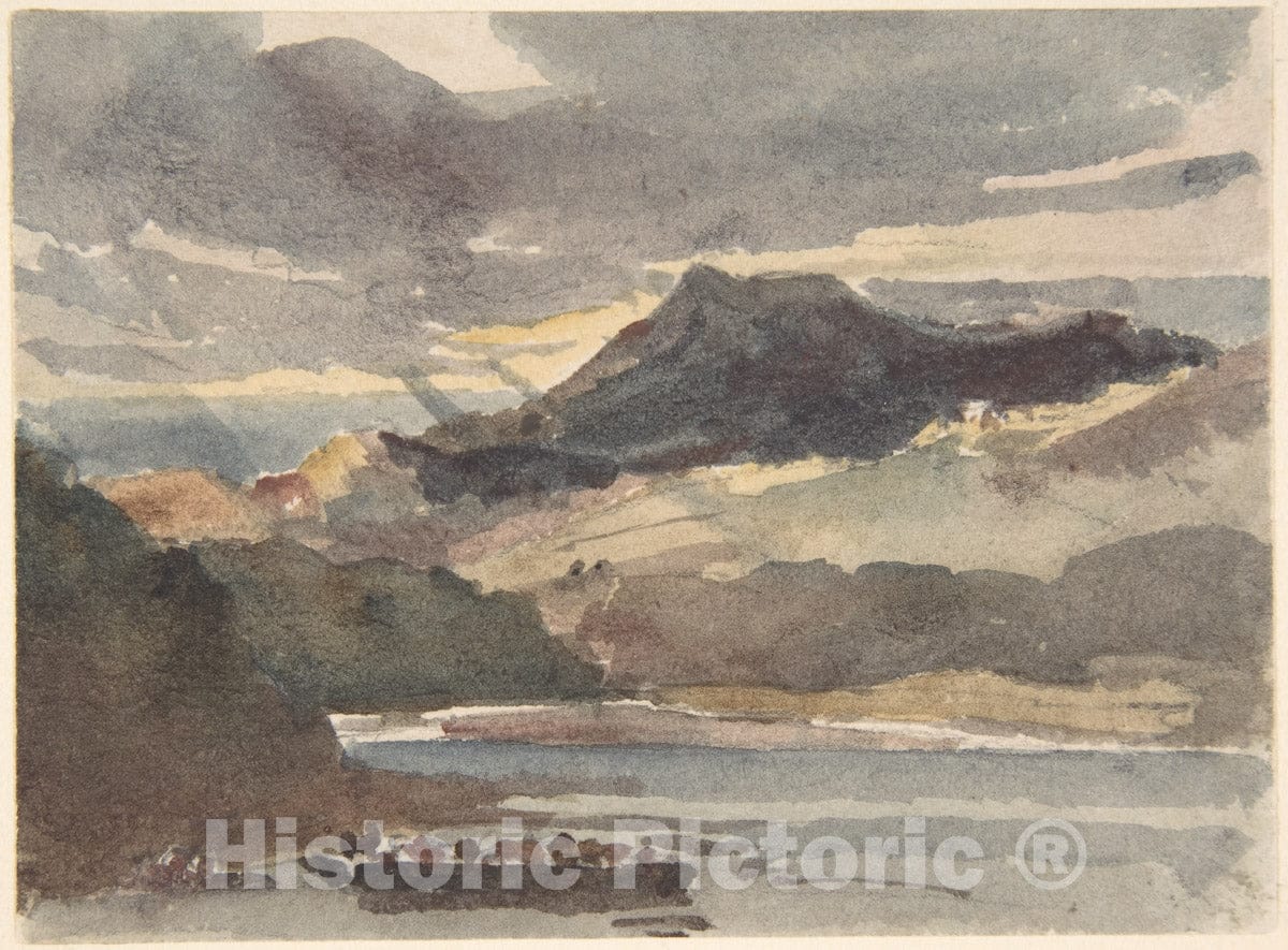 Art Print : Peter De Wint - Study for The Ferry : Vintage Wall Art