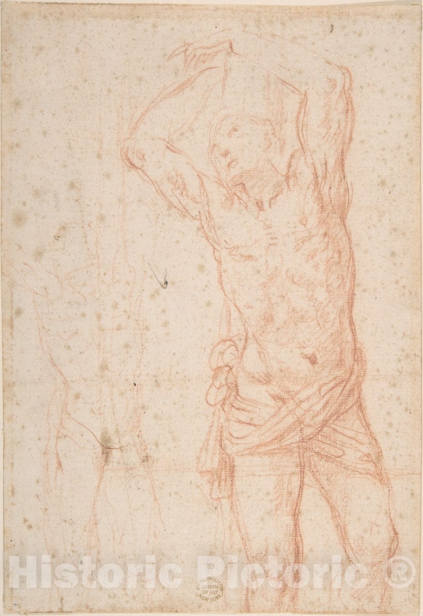 Art Print : Italian, Roman-Bolognese, 17th Century - Saint Sebastian : Vintage Wall Art