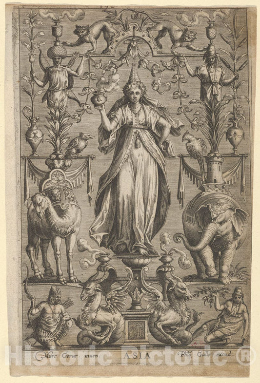 Art Print : Marcus Gheraerts The Elder - Asia, from The Four Continents : Vintage Wall Art