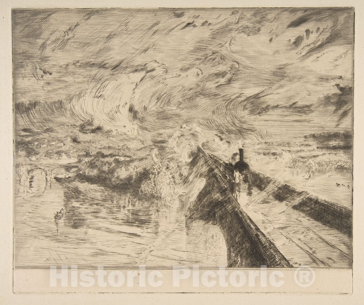 Art Print : Félix Bracquemond - The Locomotive : Vintage Wall Art