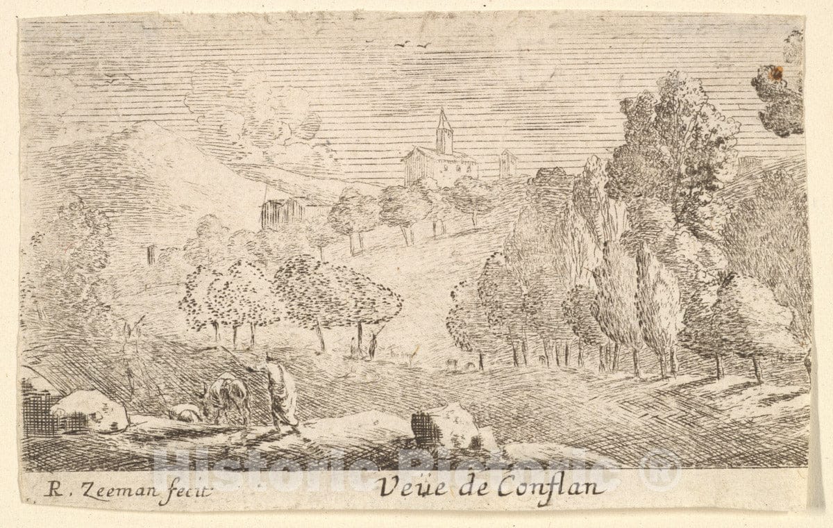 Art Print : Reinier Nooms, Called Zeeman - Veüe de Conflans : Vintage Wall Art