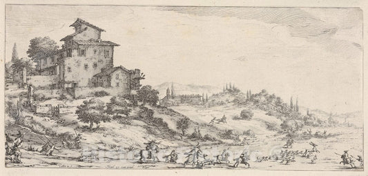 Art Print : Hunters on Horses and on Foot - Artist: Jacques Callot - Created: c1618 : Vintage Wall Art