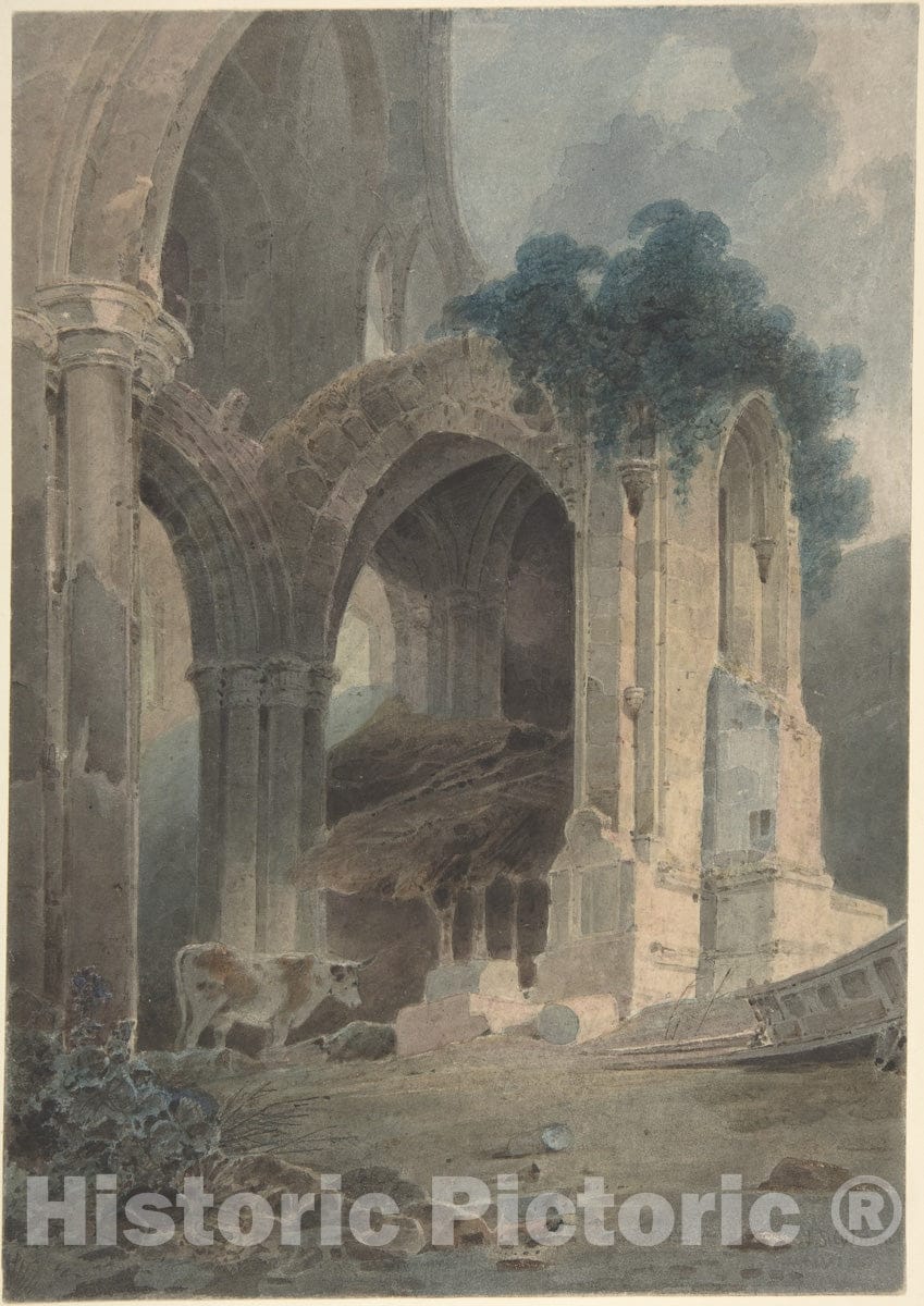 Art Print : John Sell Cotman - Rievaulx Abbey, Yorkshire : Vintage Wall Art
