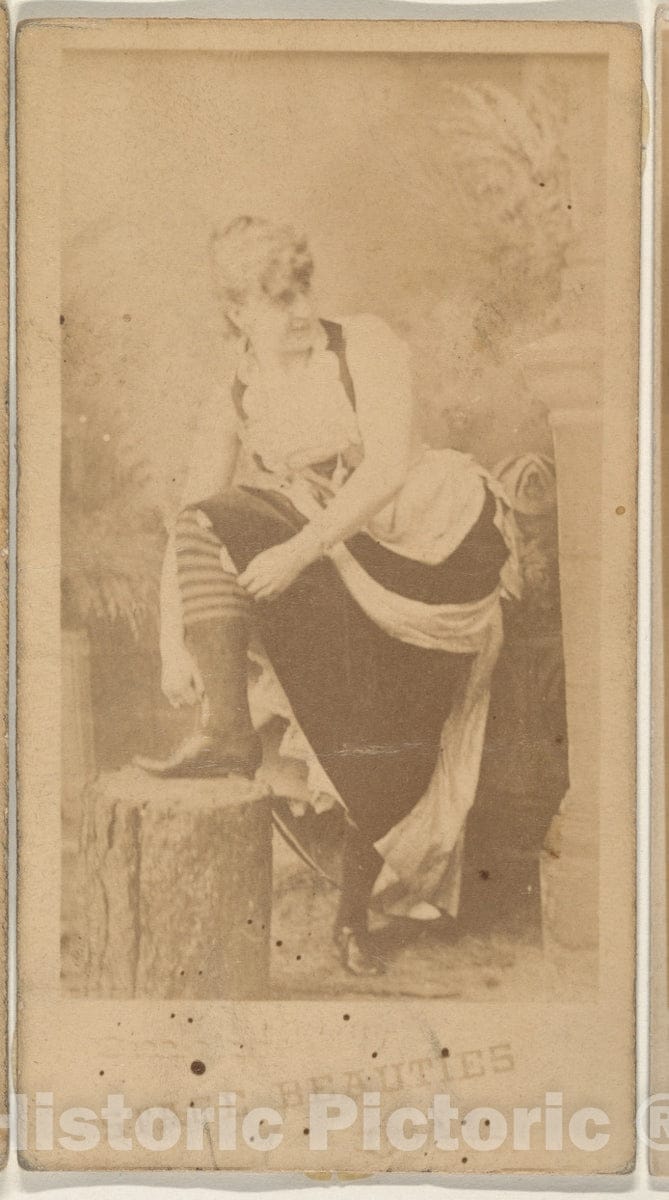 Photo Print : Actress Wearing Costume with Striped Tights, from The Actresses Series (N666) to Promote Stage Beauties Cigars : Vintage Wall Art