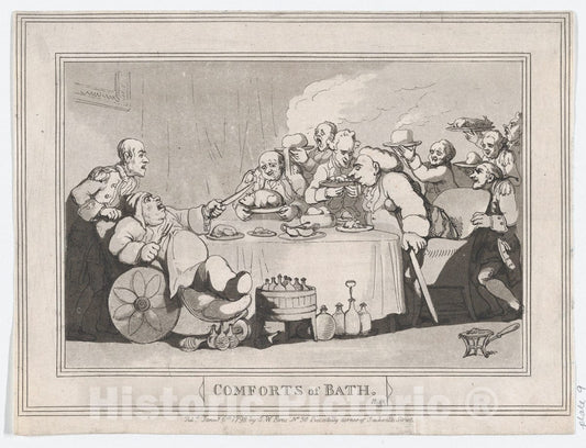 Art Print : Thomas Rowlandson - Comforts of Bath, Plate 11 2 : Vintage Wall Art