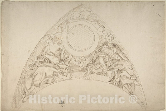 Art Print : Italian, Piedmontese, 18th Century - Design for a Pedentive Decoration 2 : Vintage Wall Art