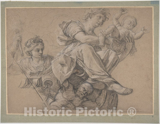 Art Print : Michel Corneille The Elder - Allegorical Figures for a Ceiling Decoration : Vintage Wall Art