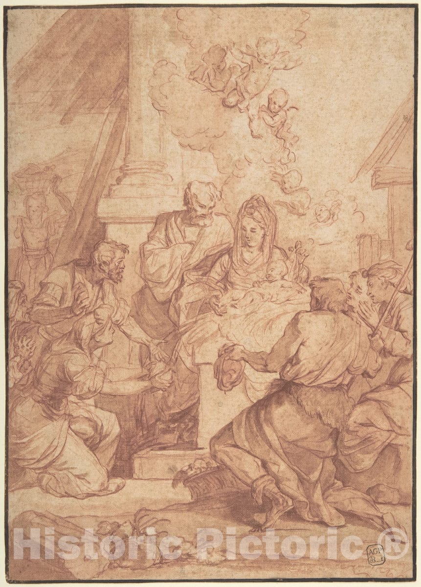 Art Print : Nicolas Bertin - Adoration of The Shepherds : Vintage Wall Art
