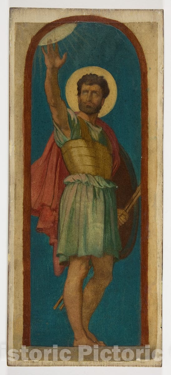 Art Print : Hippolyte Flandrin - Joshua, with The Sun at Upper Left : Vintage Wall Art