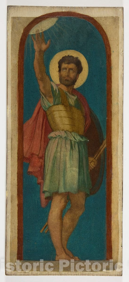 Art Print : Hippolyte Flandrin - Joshua, with The Sun at Upper Left : Vintage Wall Art