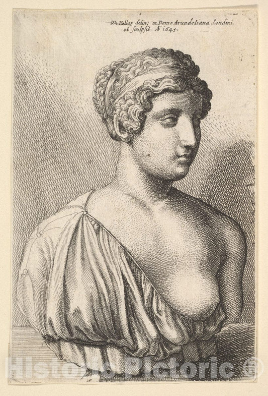 Art Print : Wenceslaus Hollar - Antique Bust of a Woman 1 : Vintage Wall Art