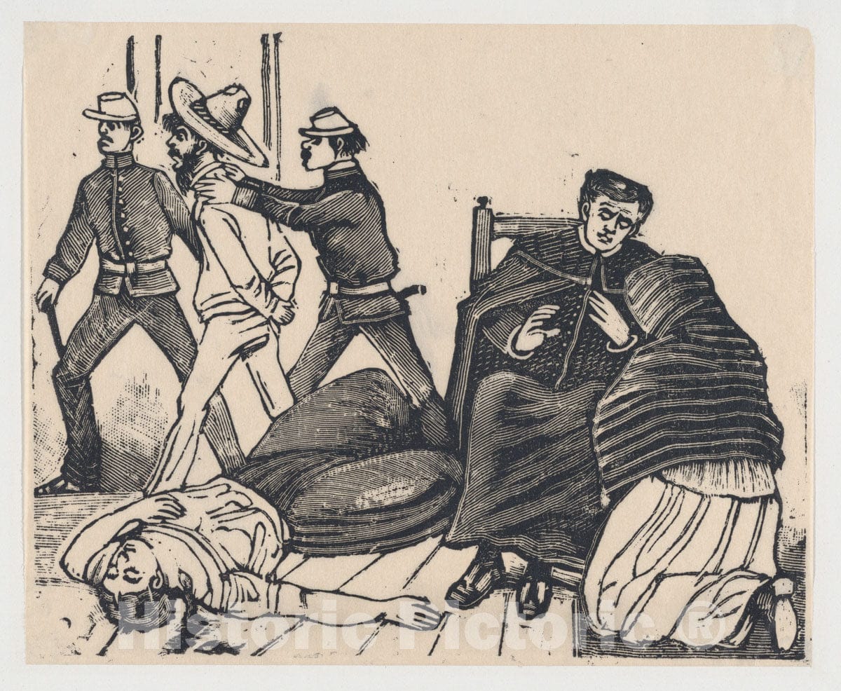 Art Print : José Guadalupe Posada - The Double Murder in Puente de Los Gallos : Vintage Wall Art