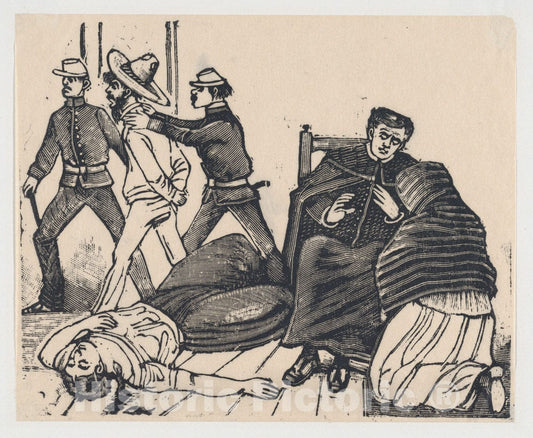 Art Print : José Guadalupe Posada - The Double Murder in Puente de Los Gallos : Vintage Wall Art
