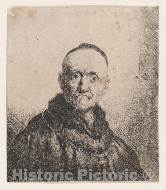 Art Print : Jan Lievens - Bust of an Old Man, Frontal : Vintage Wall Art