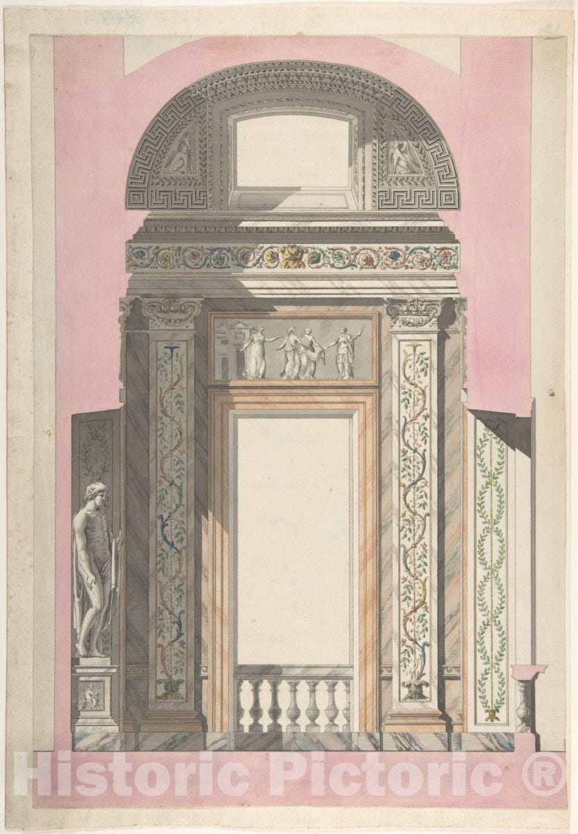 Art Print : Italian, First Half of The 18th Century - Drawing for an Interior : Vintage Wall Art