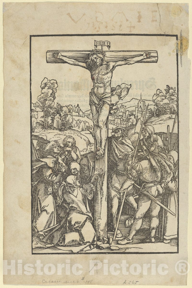 Art Print : Hans Schäufelein - The Crucifixion, from Speculum passionis Domini Nostri Ihesu Christi 1 : Vintage Wall Art