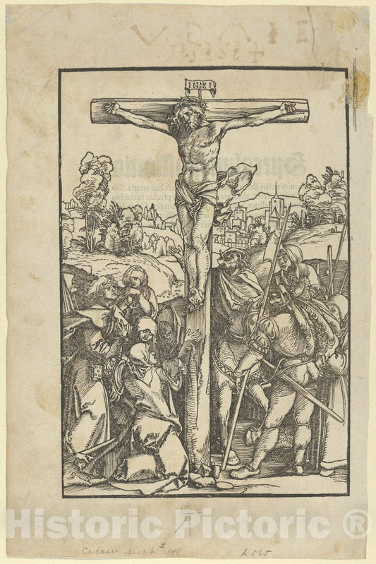 Art Print : Hans Schäufelein - The Crucifixion, from Speculum passionis Domini Nostri Ihesu Christi 1 : Vintage Wall Art
