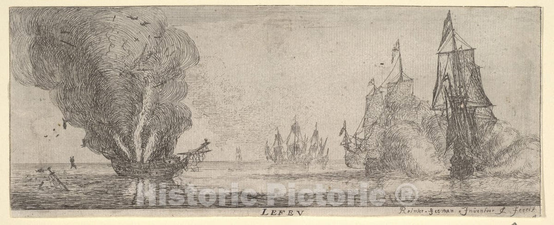 Art Print : Reinier Nooms, Called Zeeman - Le Feu, from The Elements : Vintage Wall Art