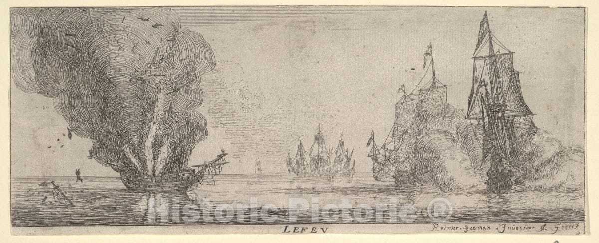 Art Print : Reinier Nooms, Called Zeeman - Le Feu, from The Elements : Vintage Wall Art