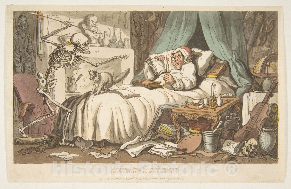 Art Print : Thomas Rowlandson - The Antiquary's Last Will and Testament (The English Dance of Death, Plate 2) : Vintage Wall Art