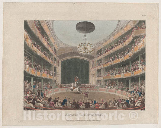 Art Print : Designed and Etched by Thomas Rowlandson - Astley's Amphitheatre 2 : Vintage Wall Art