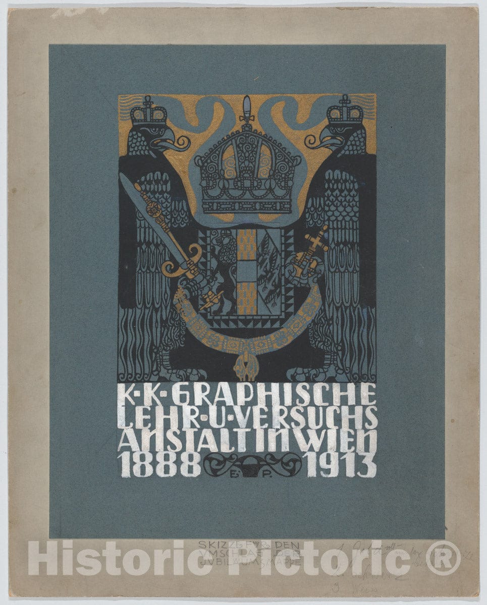 Art Print : Erwin Puchinger - Design for The Cover of The 25th Anniversary Publication of The Viennese Graphic Design School (1888-1913) : Vintage Wall Art