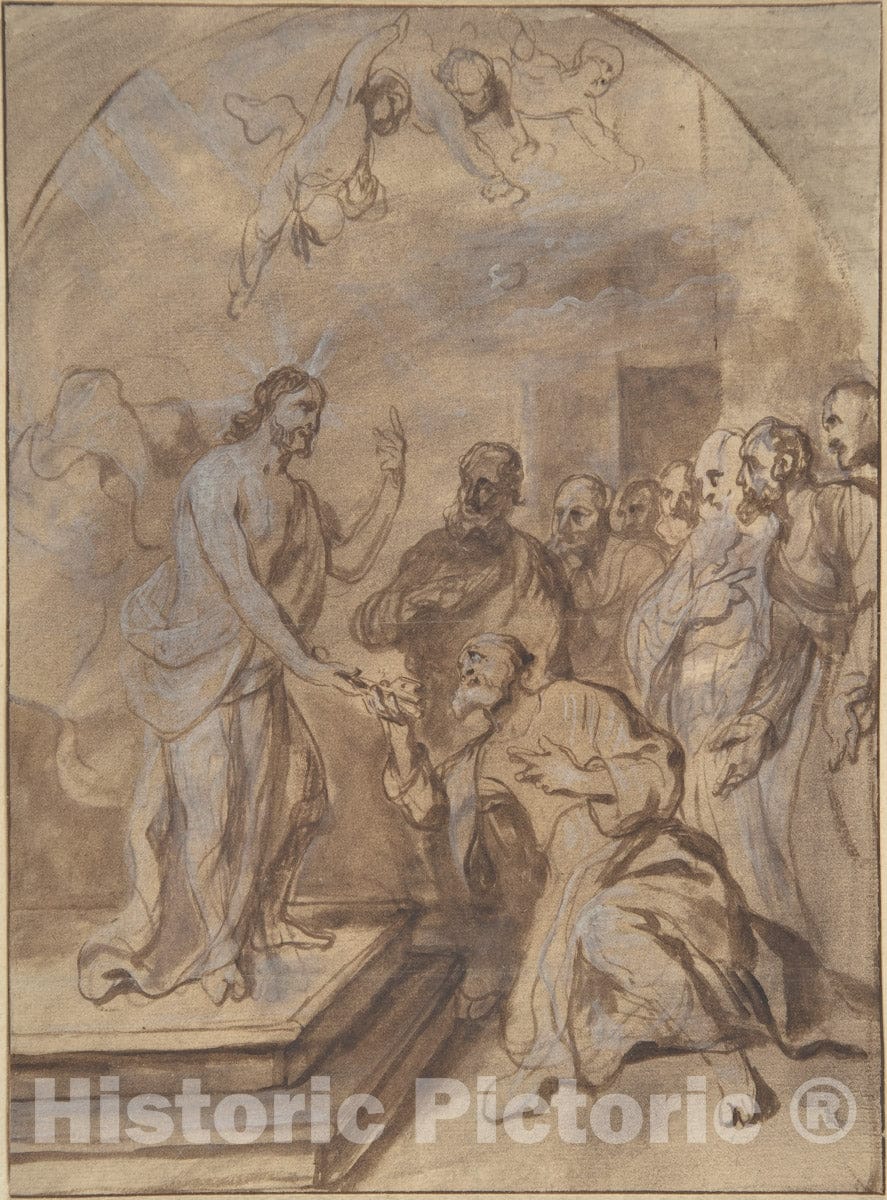 Art Print : Jan Boeckhorst - The Delivery of The Keys to Saint Peter : Vintage Wall Art