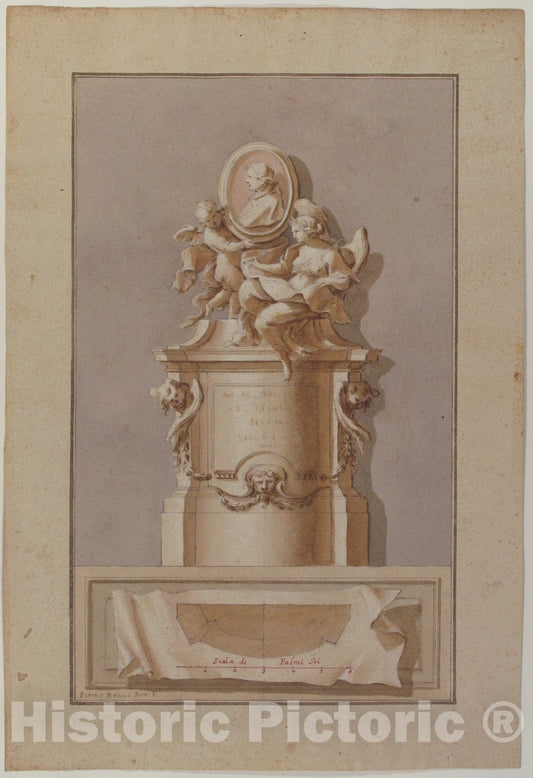 Art Print : Pietro Bracci - Design for a Tomb 2 : Vintage Wall Art