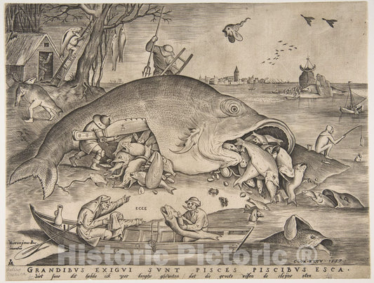 Art Print : Pieter Van der Heyden - Big Fish Eat Little Fish : Vintage Wall Art