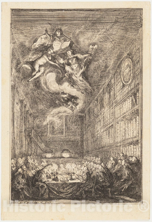 Art Print : Gabriel de Saint-Aubin - A Conference of Lawyers : Vintage Wall Art