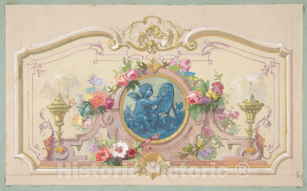 Art Print : Jules-Edmond-Charles Lachaise - Design fo The Allegory of The Arts : Vintage Wall Art