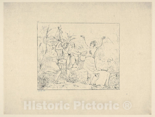 Art Print : Adalbert John Volck - Free Negroes in Hayti (from Confederate War Etchings) : Vintage Wall Art