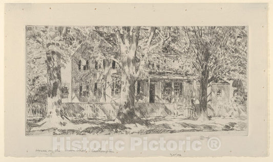 Art Print : Childe Hassam - House on The Main Street, East Hampton : Vintage Wall Art